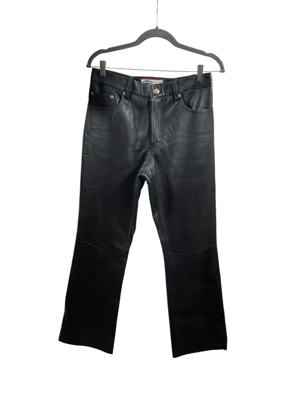 Old Navy Black Straight Leg Leather Pants
